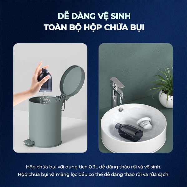 Máy Hút Bụi Không Dây Mini NEMI Lực Hút 12000 PA, Thiết Kế Cầm Tay, Tích Hợp 3 Đầu Hút Dùng Liên tục 45 Phút