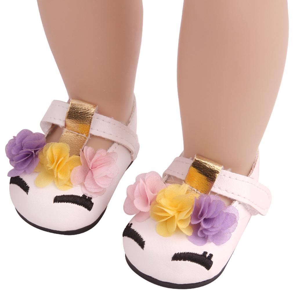 18inch Girl Doll  Shoes Flat for  Doll Clothes  Gift White