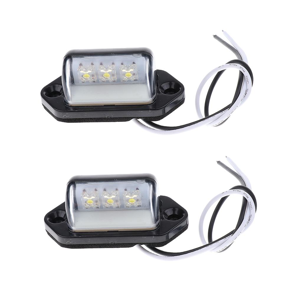4pcs 3 LED Rear License Number Plate Light Lamp Trailer Car Light 12/24V