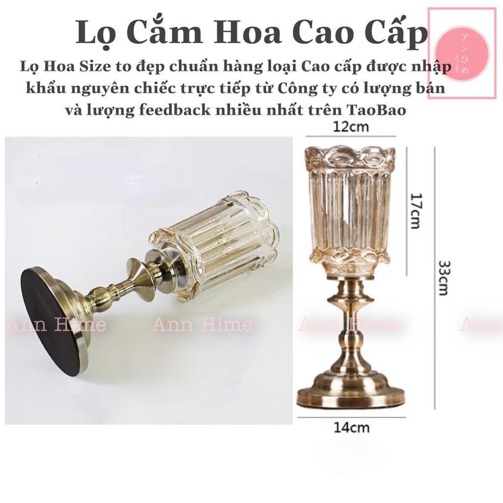 Bình Hoa Thủy Tinh Pha Lê Cao Cấp Đế Đồng - Lọ Cắm Hoa Thủy Tinh Châu ÂU