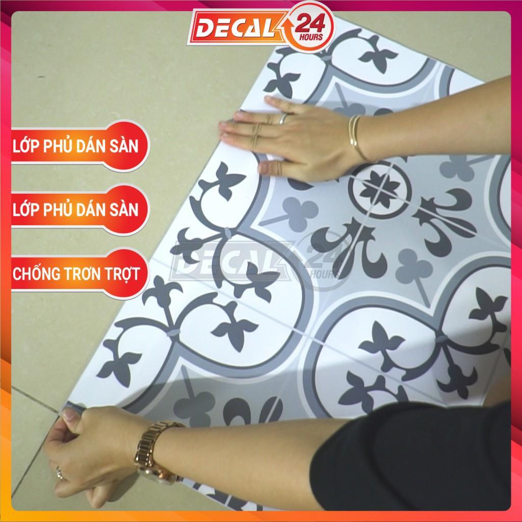 Decal KEO XÁM Dán Sàn Chuyên Dụng, Kích thước 120x60cm, Họa Tiết Gạch Bông Chống Trầy Xước, Chống Thấm Nước, DDS-087