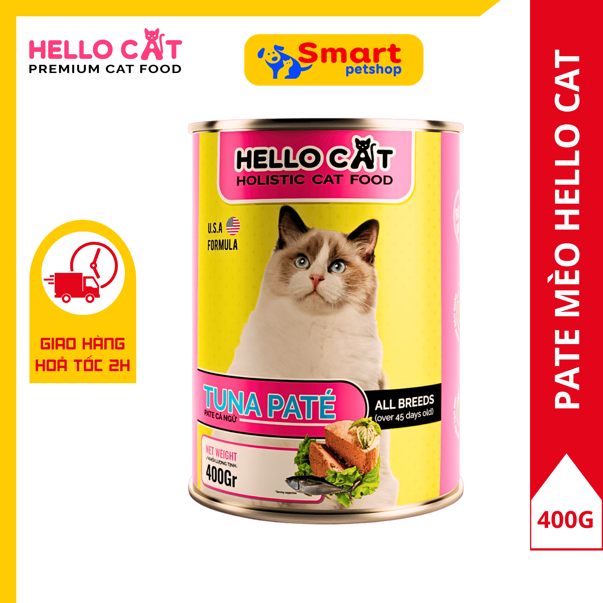 Pate Mèo Vị Cá Ngừ Bắt Vị Dễ Ăn - Hello Cat Tuna Pate 400G