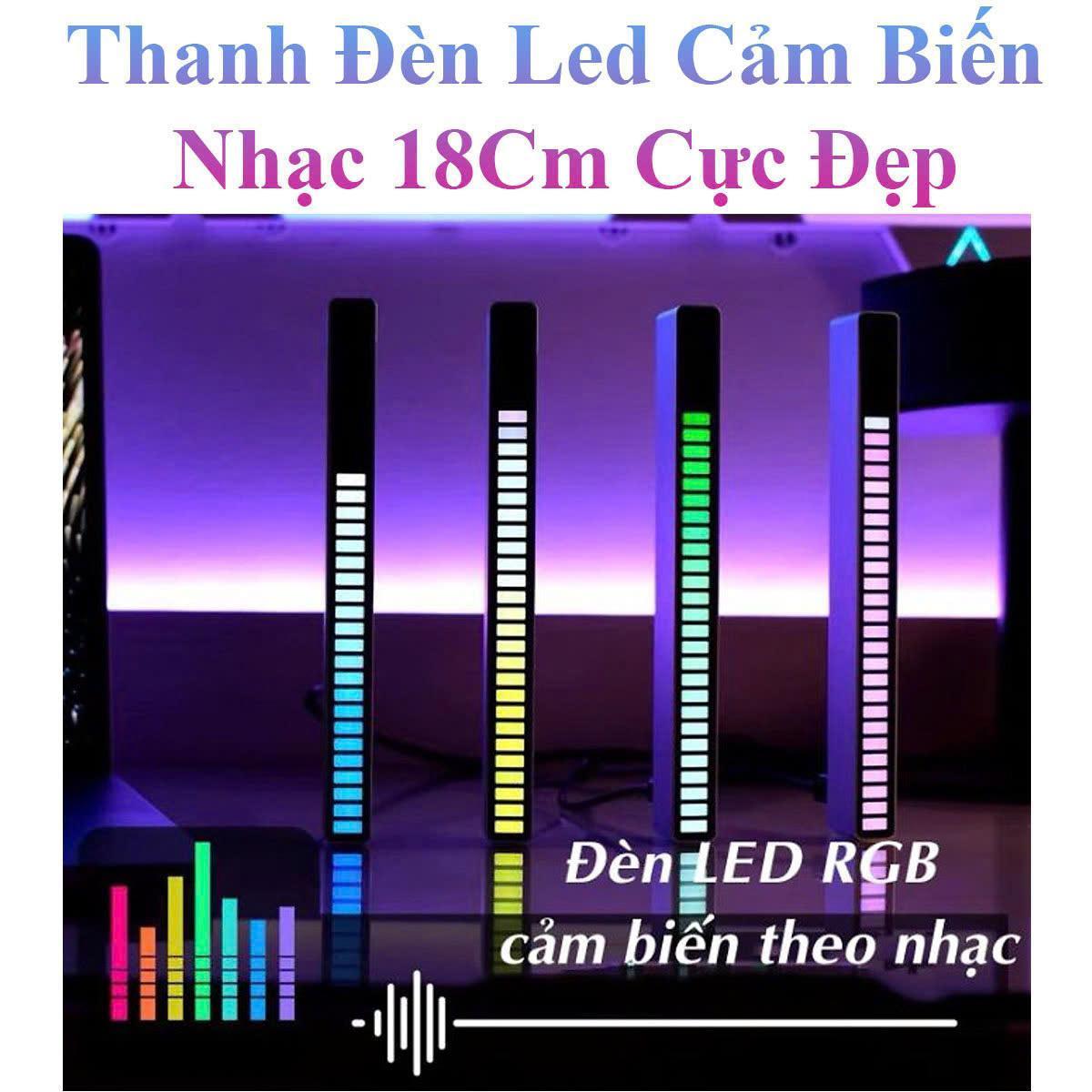 Thanh Đèn Led Cảm Biến Nhạc 18cm Dùng Dây Cắm Trực Tiếp Cực Đẹp Kèm Chân Đế