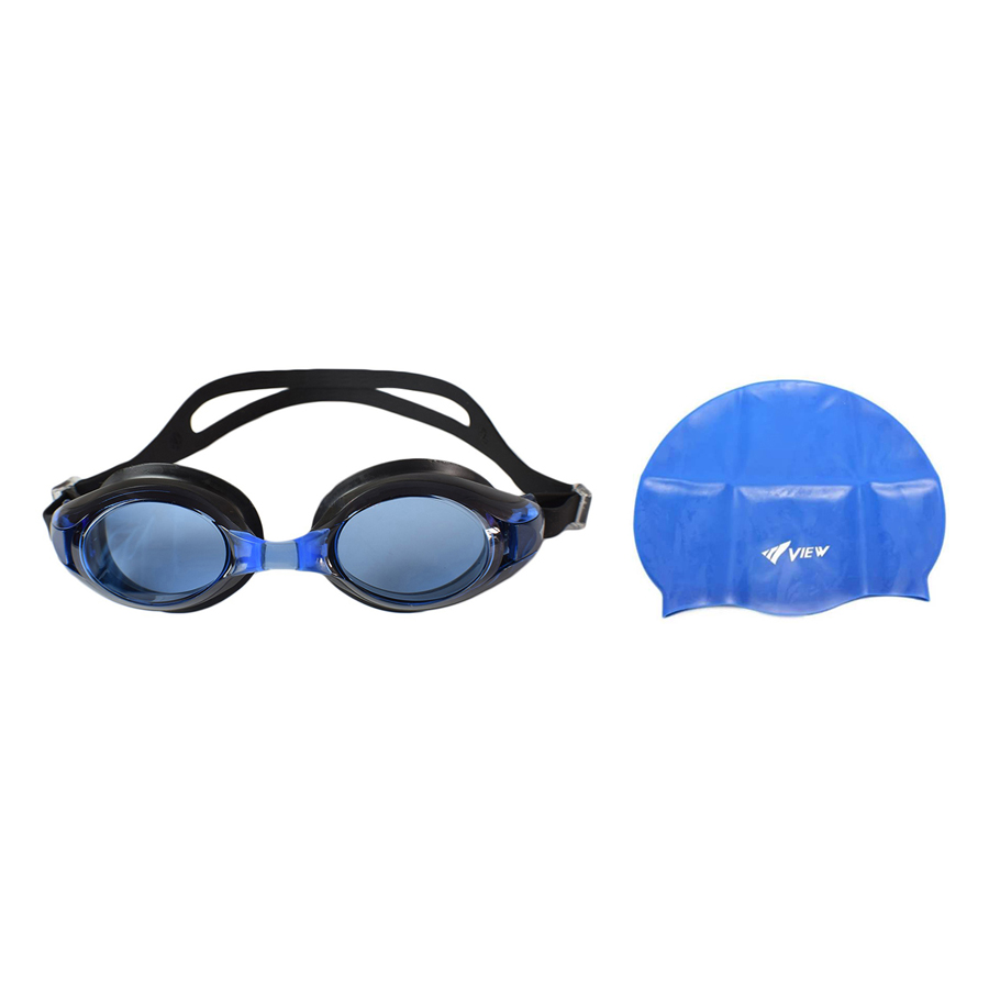 Bộ Kính Bơi View V500S-BLBK Và Nón Bơi View V31-BL