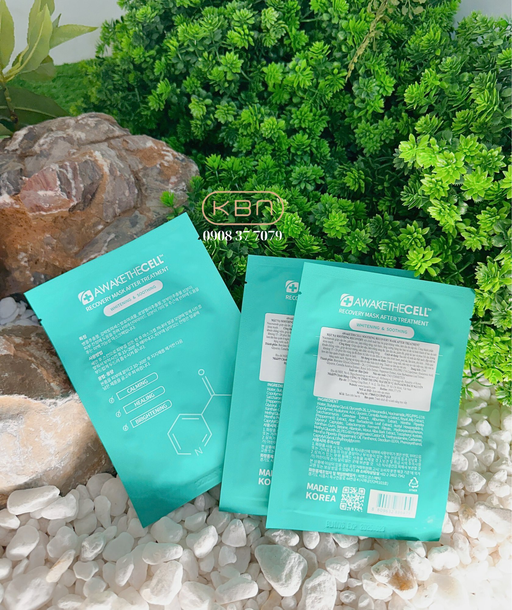 Hộp 10 Miếng Mặt Nạ Cấp Ẩm, Làm Dịu Da, Dưỡng Trắng Da SOOTHING RECOVERY Awakethe Cell Hàn Quốc - Mặt nạ Phục Hồi