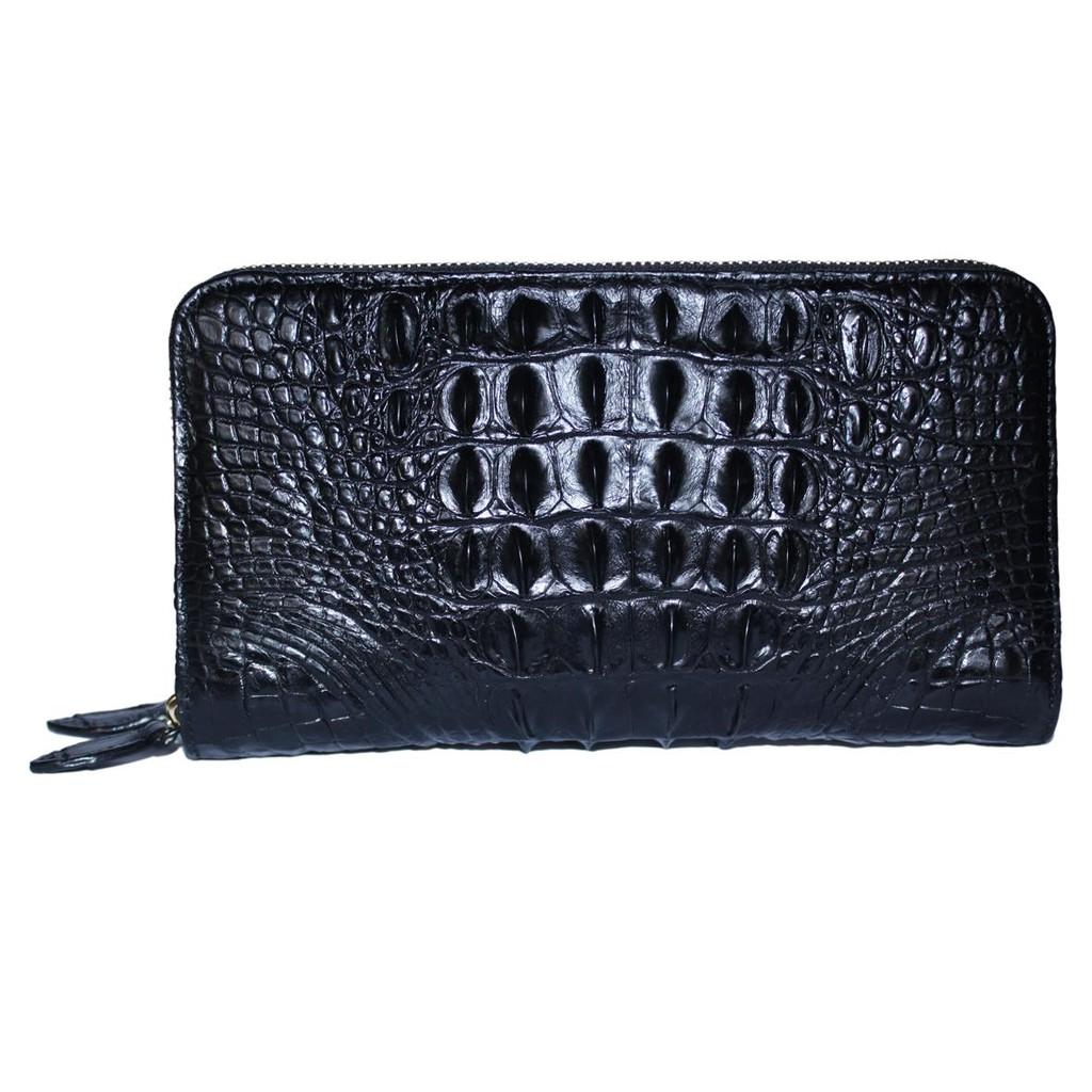 HC3738 - Ví nữ da cá sấu Huy Hoàng nhiều ngăn gai cầm tay màu đen