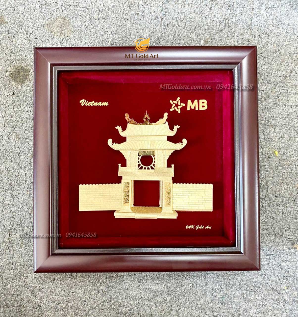 Tranh văn miếu Quốc Tử Giám( 20 x 20cm ) dát vàng MT Gold Art- Hàng chính hãng, trang trí nhà cửa, quà tặng sếp, đối tác, khách hàng.