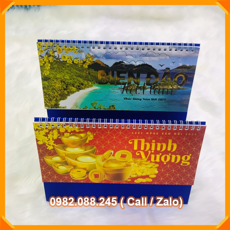 Lịch Để Bàn 2024 Họa Tiết Hoa Phong Cảnh khổ 24*16cm (CHỢ LỚN