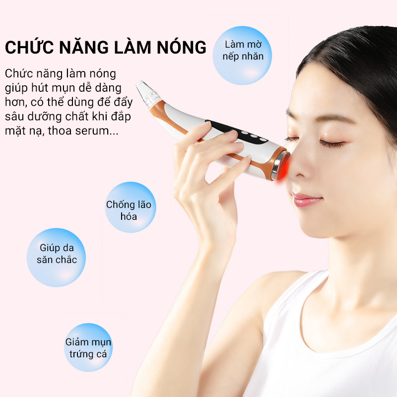 Máy Hút Mụn Mini Cầm Tay Siêu Mạnh, Có Chức Năng Làm Nóng, Hút Mụn Đầu Đen, Mụn Cám, Làm Sạch Bã Nhờn