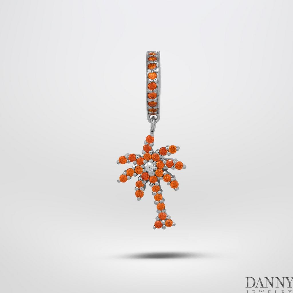 Charm Bạc 925 Danny Jewelry Đính Đá Màu - Biểu tượng Cây Dừa PK011S Xi Rhodium