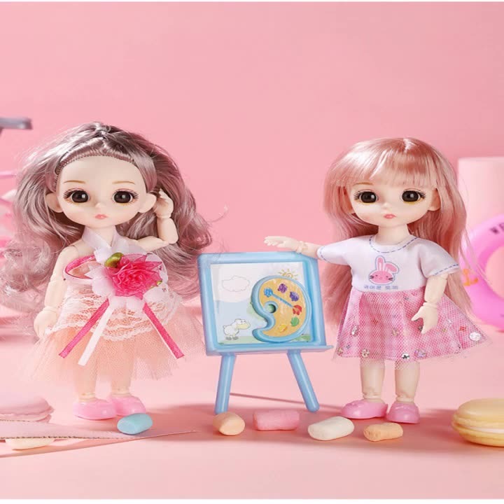 Đồ chơi búp bê 23 khớp xinh xắn cao 17cm dễ dàng cử động, đồ chơi dễ thương cho bé gái