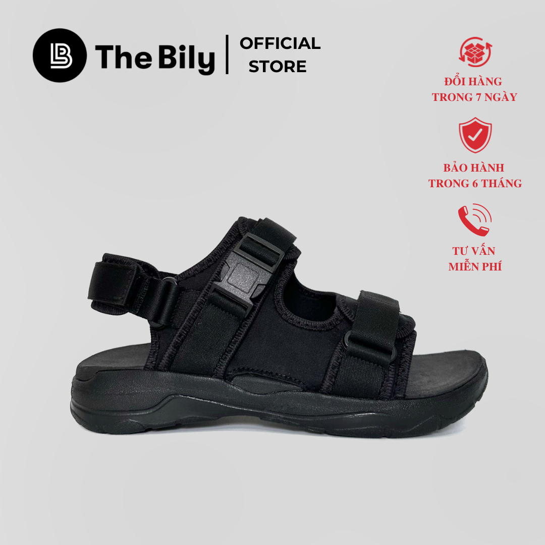 Giày Sandal Nam Nữ Unisex The BiLy Quai Ngang Dây Dù Đế IP Siêu Êm Nhẹ Màu Đen- BL07 Đen