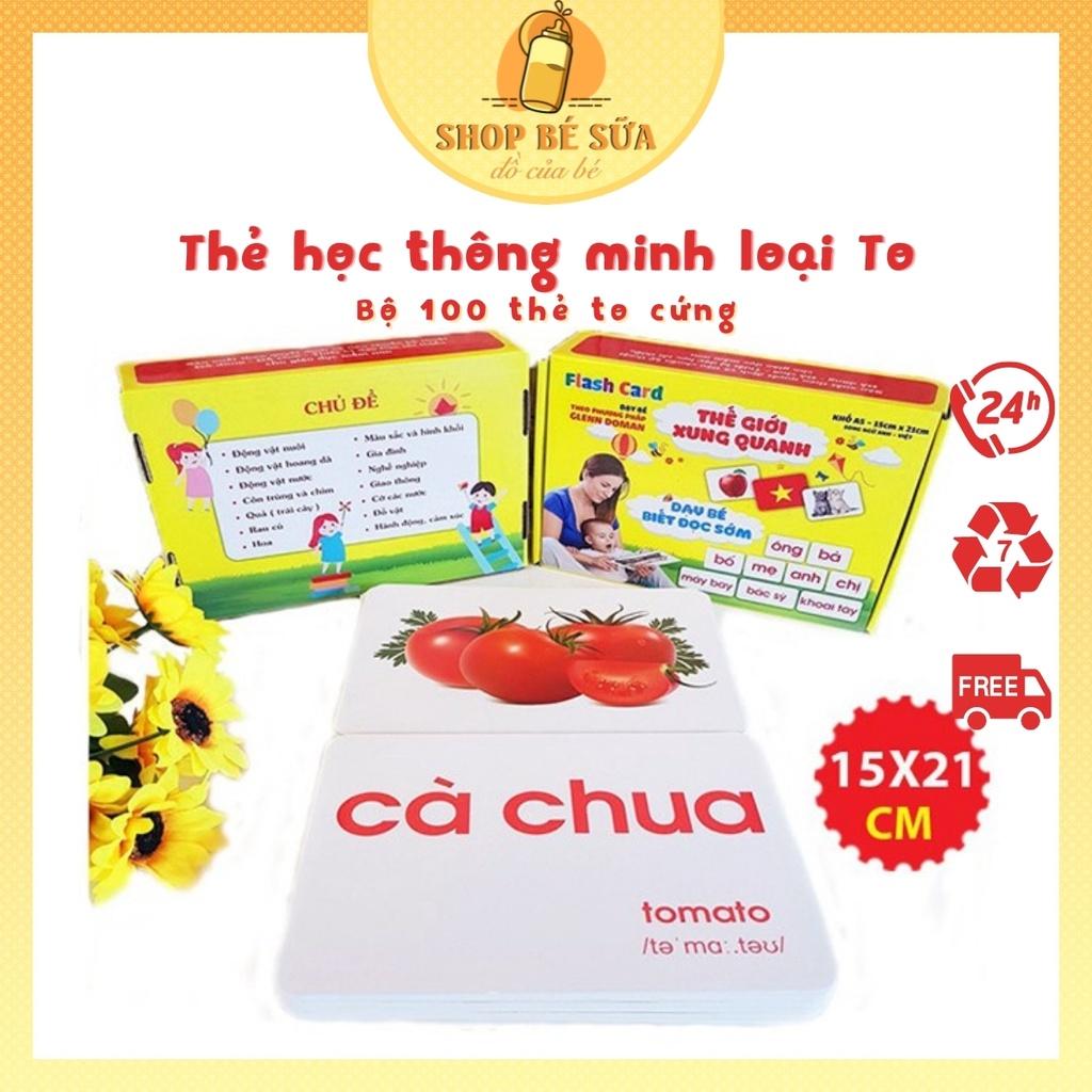 Thẻ Học Thông Minh cho bé loại to cứng Đồ chơi giáo dục Flashcard cho bé song ngữ