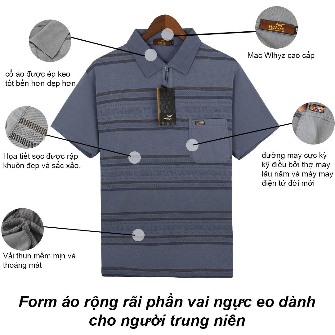 Áo polo nam quảng châu cao cấp LOẠI 1 của Wlhyz loại áo thun nam cổ tàu trung niên form rộng AQC8