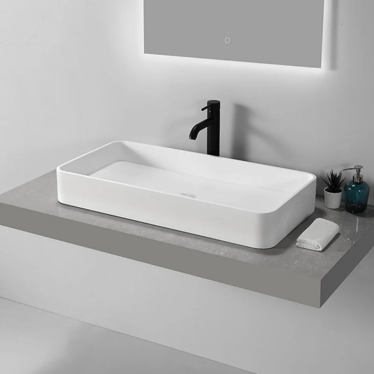 Chậu lavabo rửa mặt đặt bàn hình chữ nhật