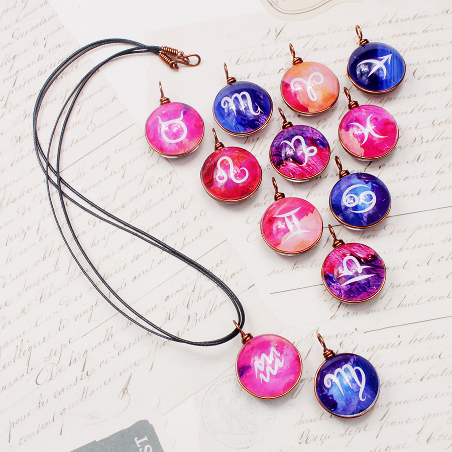 Dây chuyền 12 cung hoàng đạo Zodiac màu sắc tươi sáng 06647-DC006