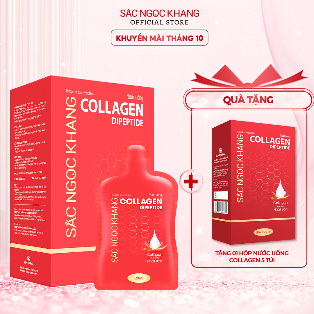 (New) Nước uống Collagen depeptide 30 túi Sắc Ngọc Khang tinh khiết nhập khẩu từ Nhật Bản, đạt chuẩn hàm lượng hấp thụ nhanh & vượt trội giúp trẻ hóa làn da - săn chắc và sáng mịn