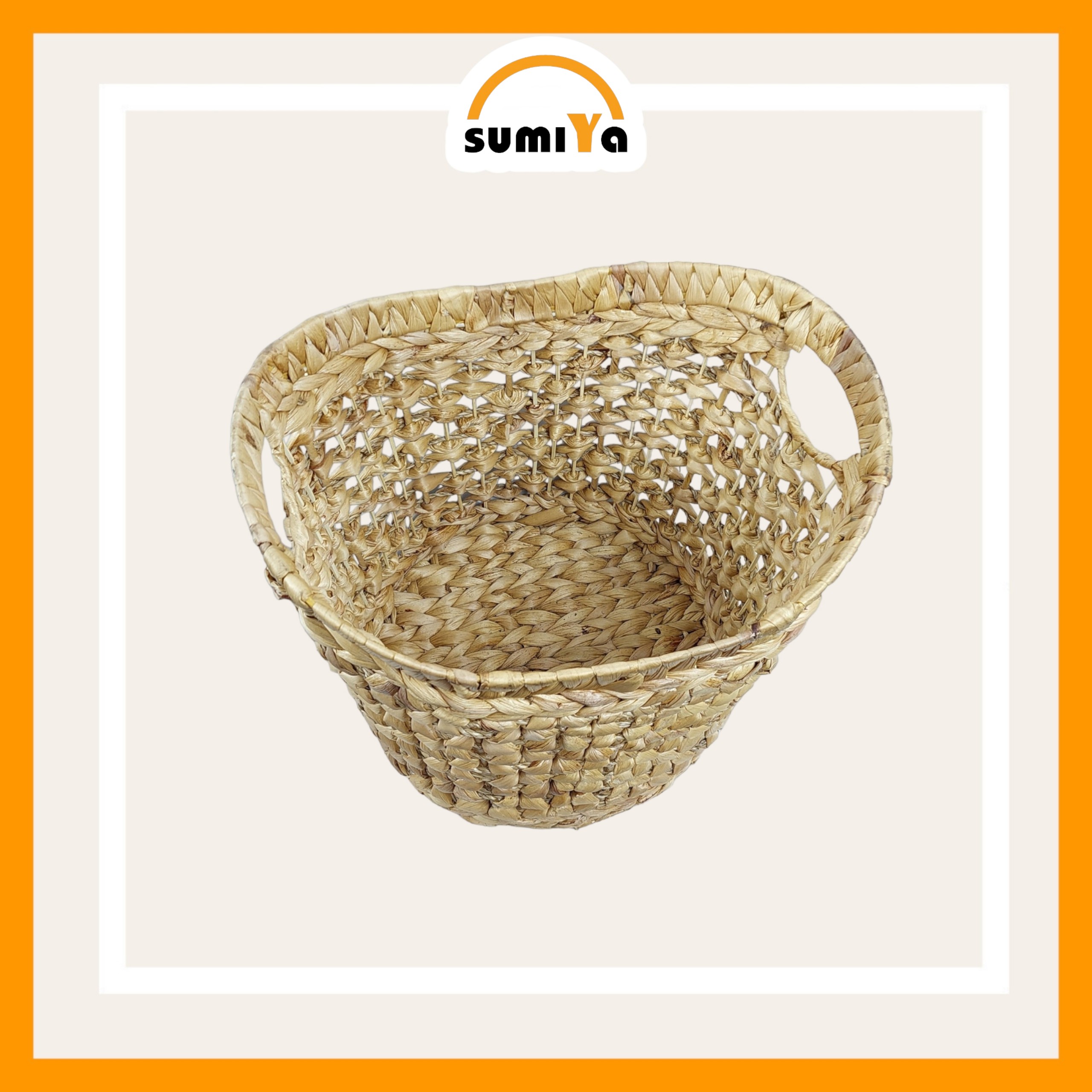 Giỏ lục bình tròn đan hoa thị đựng quần áo