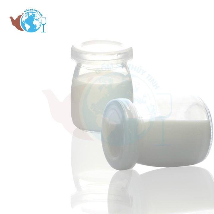 Hũ sữa chua ,Lọ sữa chua ,Lọ thủy tinh tròn nắp nhựa Pudding lùn 100ml - 200ml, Hũ thủy tinh làm caramen, bánh flan