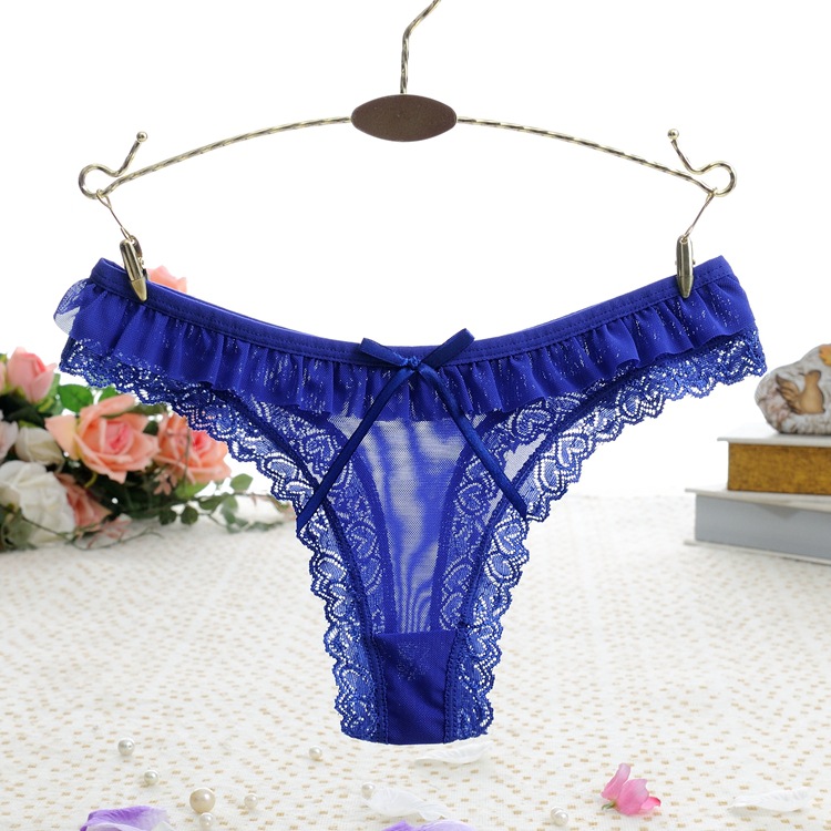 Combo 2 quần lót nữ, quần lọt khe, quần lót tam giác ren lưới xuyên thấu sexy, đính nơ xinh xắn LYEQ052