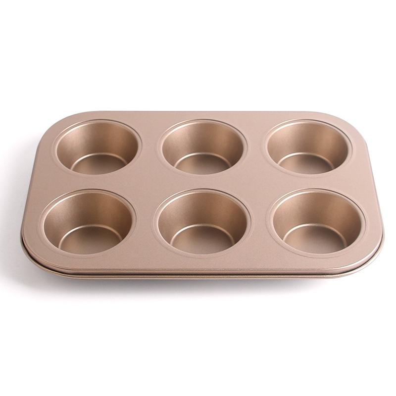 Khay Nướng Bánh Cupcake Khuôn Muffin 6 Bánh Chống Dính Cao Cấp MÀU VÀNG - TRAY6MUFFD-VANG