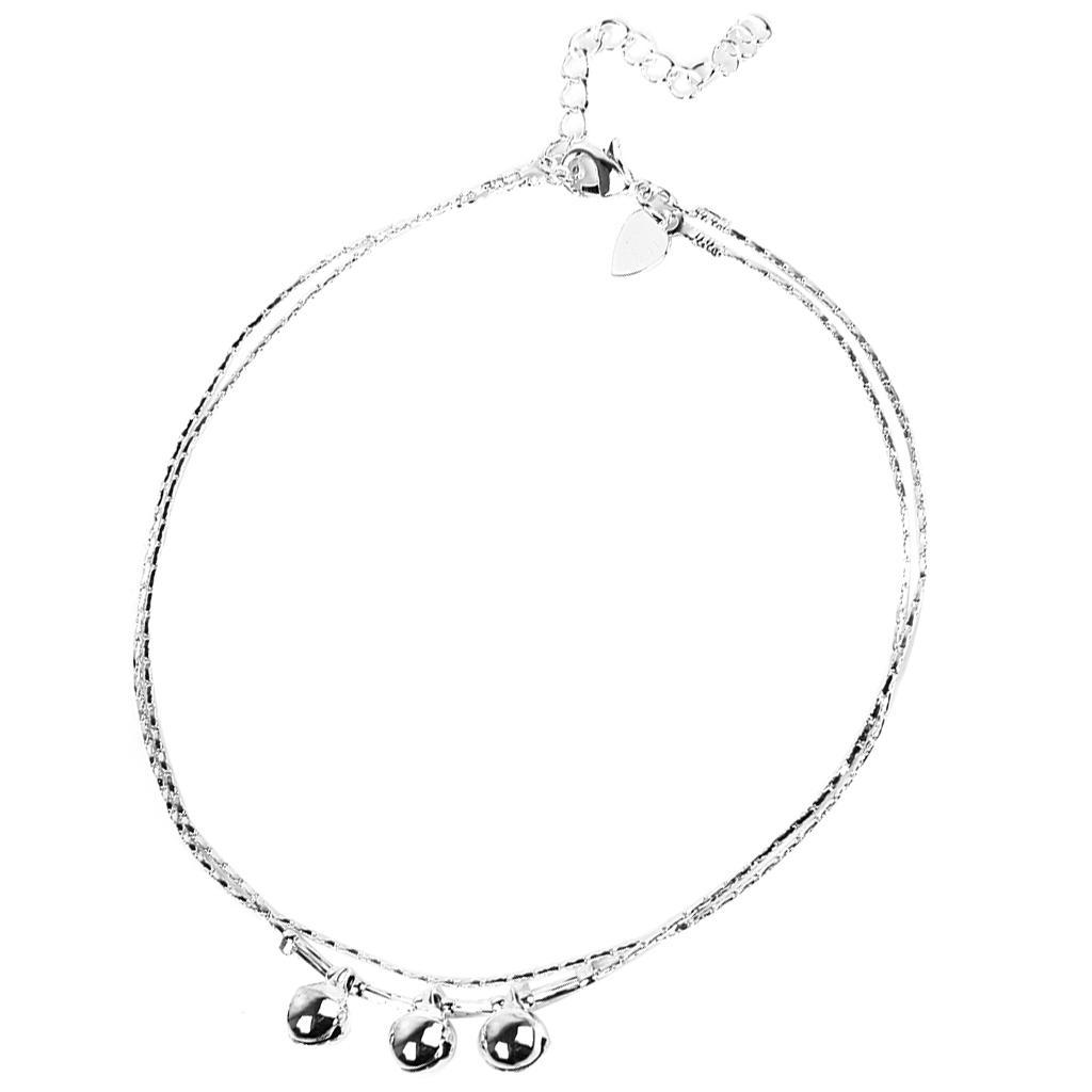 Silver Plating Double Chain Ankle Bracelet with Bell