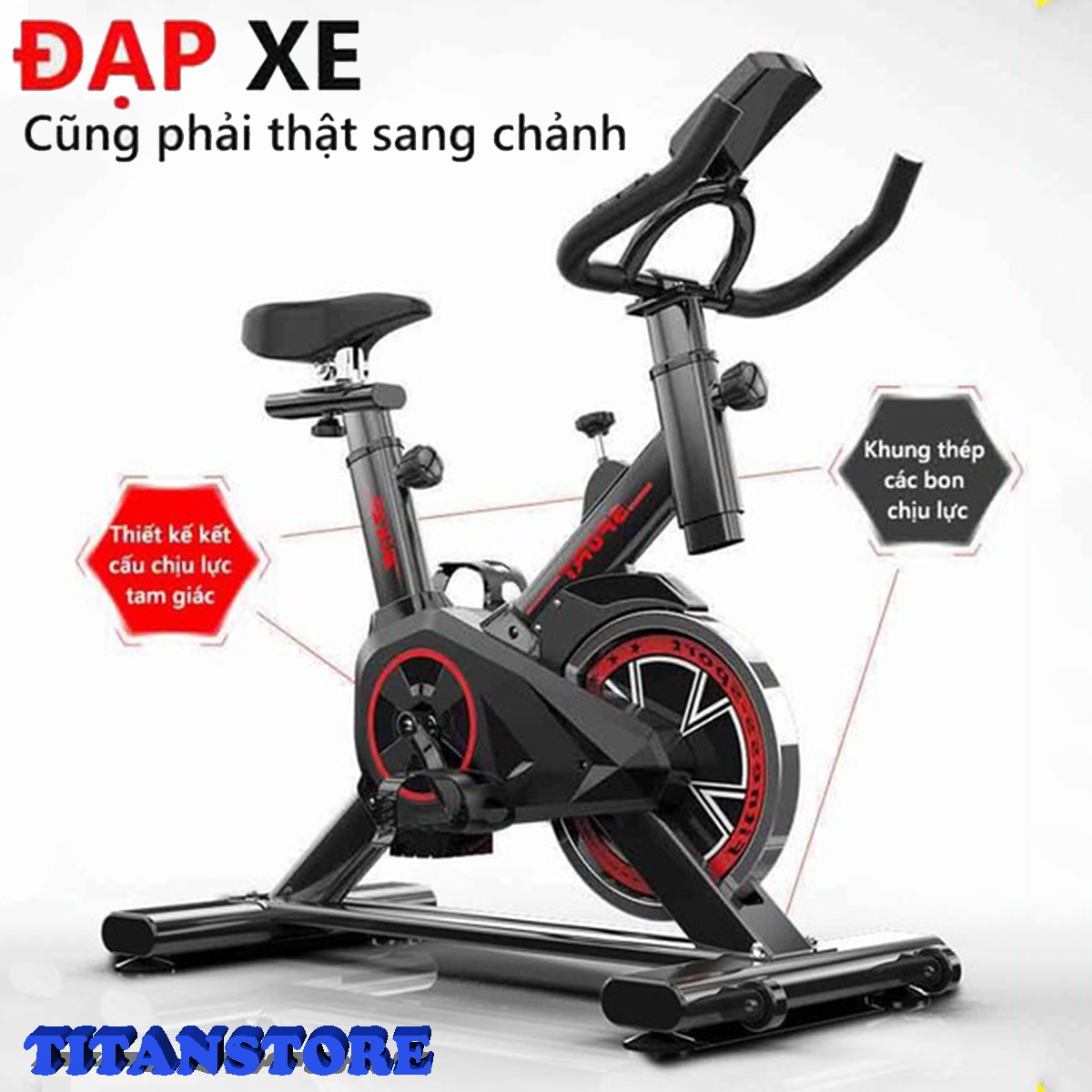 Xe Đạp Thể Dục Tại Nhà - Xe Tập Gym Tại Nhà - Kiểu dáng thể thao, Chất liệu cao cấp, Màn hình LED đa năng, Khung Thép Chắc Chắc, Không Gây Tiếng Ồn.