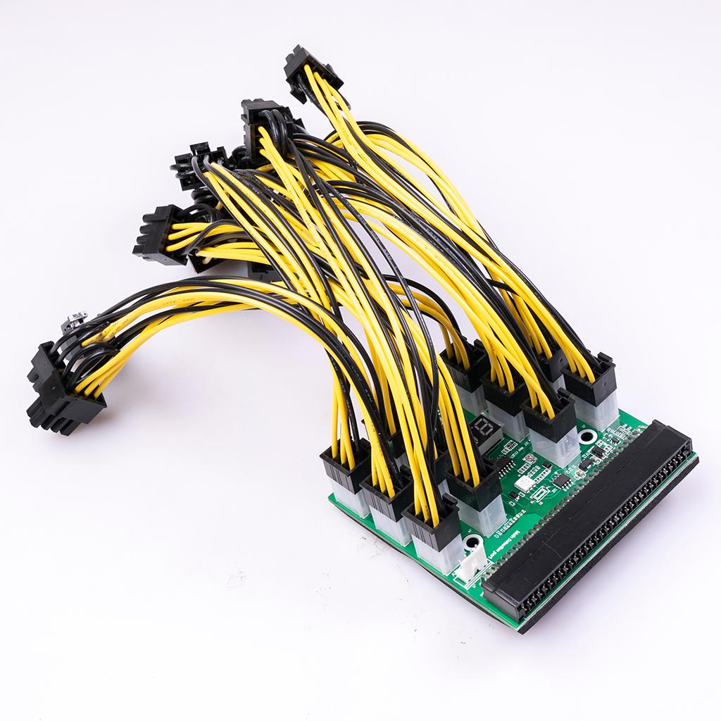 12V 12 Breakout Board and 6 Pin to 6+2 pin Cables, Server Power Supply Breakout Board adapters for Miner Ethereum Mining