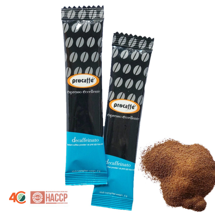 Combo 25 gói cà phê hòa tan PROCAFFE DECAFFEINATO (sấy khô)
