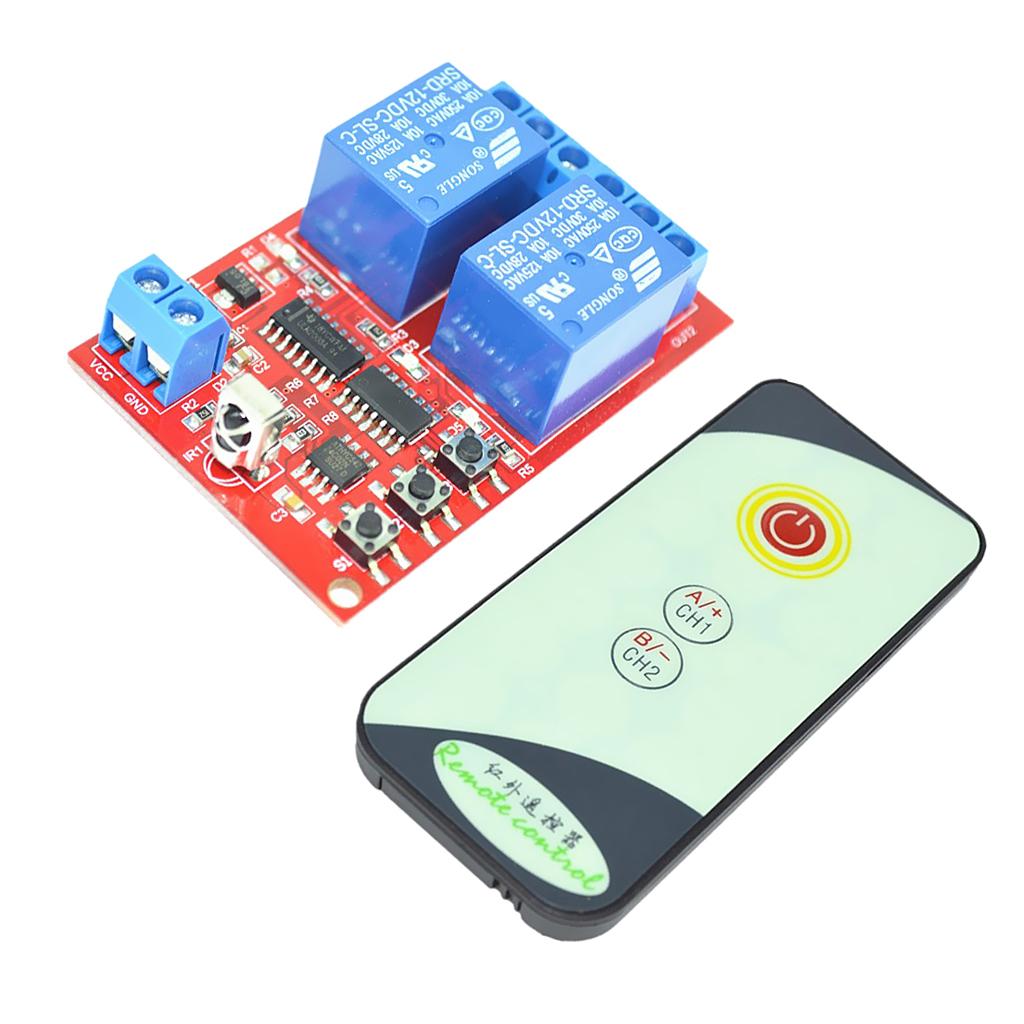 2 Channel Infrared Receiver IR Relay Driver Board Module Remote Control 12V