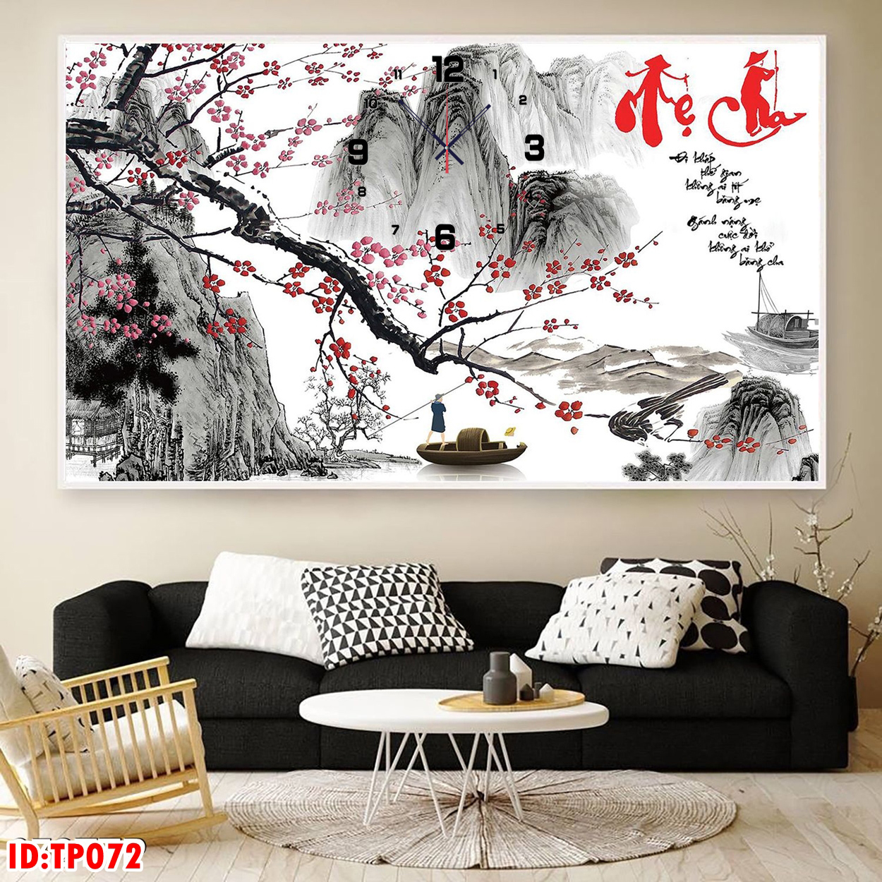 Đồng Hồ Thư Pháp Chữ Cha Mẹ, Hiếu Thảo Treo Tường Ý Nghĩa - Tranh Trang Gương Đồng Hồ Kim Trôi Giá Rẻ