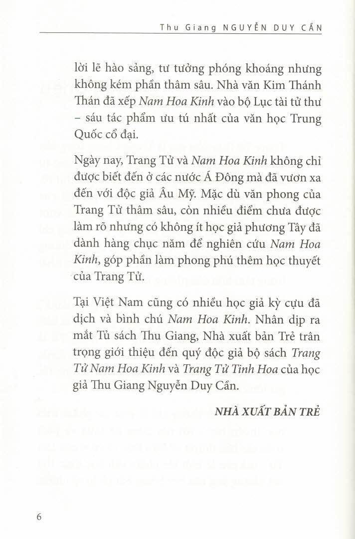 Trang Tử Nam Hoa Kinh (Thu Giang Nguyễn Duy Cần) (Tái Bản)