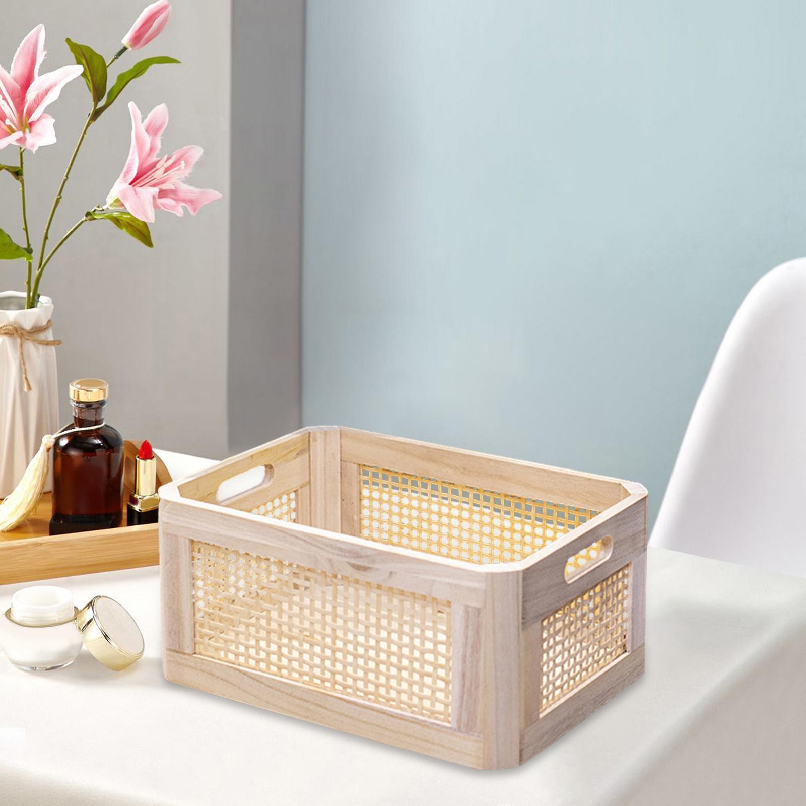 Desk Storage Basket, Wooden Desktop Storage Box Dorm Drawer Organizer Bin Desk Organizer Tray for Organizing, Shelves ,Cosmetics, Cabinet, Makeup