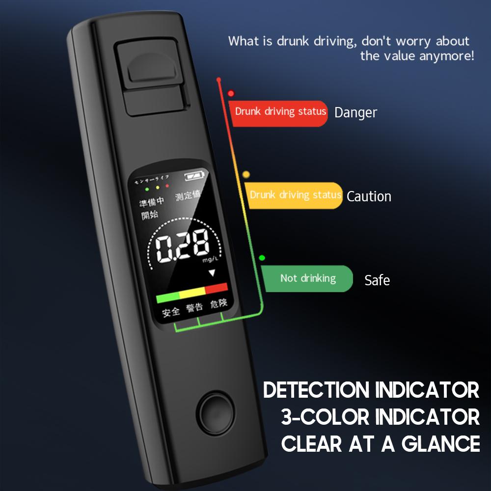 Portable Breathalyzer Non-contact Breath Alcohol Tester Pocket LCD Digital Accurate BAC Detector Analyzer with Sound and Light Alarm for Personal Use