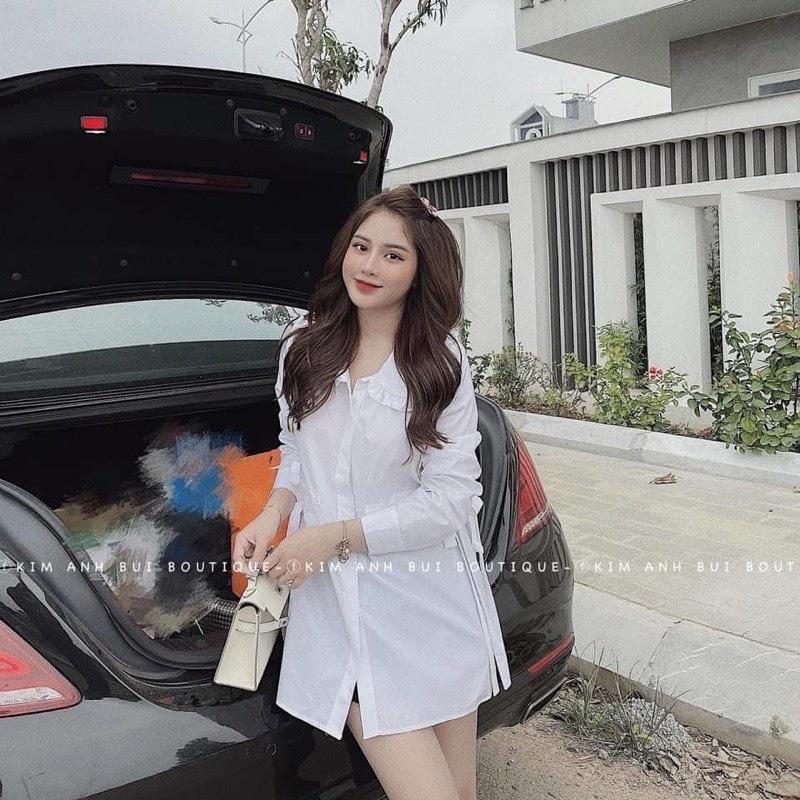 ️Áo sơ mi dáng dài nơ eo cho nữ️