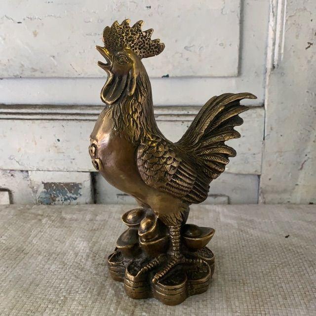 Con gà trống đồng thau vàng cao 20cm