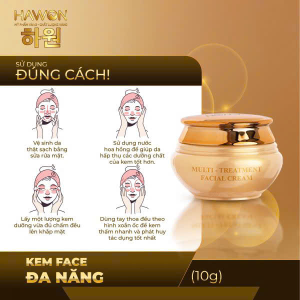 Kem Face Tinh Chất Vàng Nhân Sâm Nâng Tone Cao Cấp HAWON - 10g (Sữa)