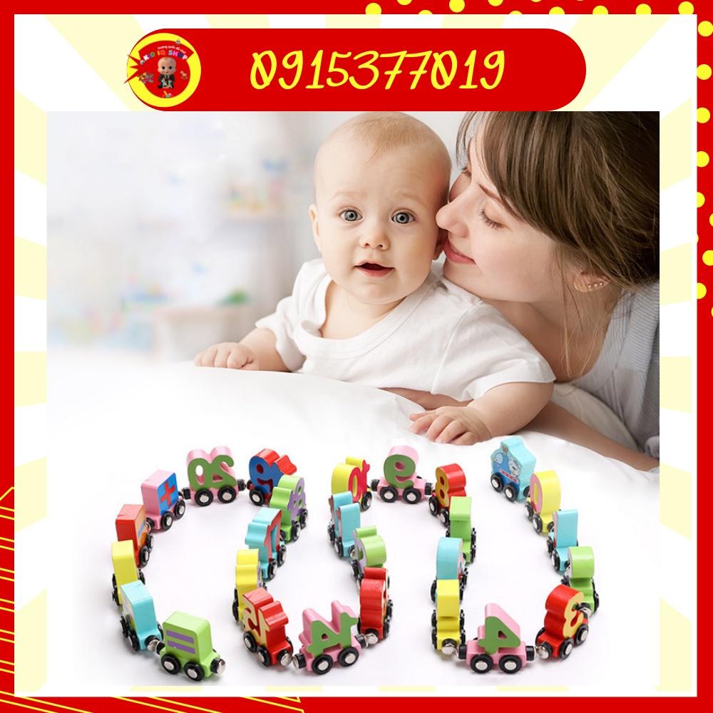 Đồ chơi giáo dục sớm cho bé đoàn tàu nam châm chở số bằng gỗ Kid IQ