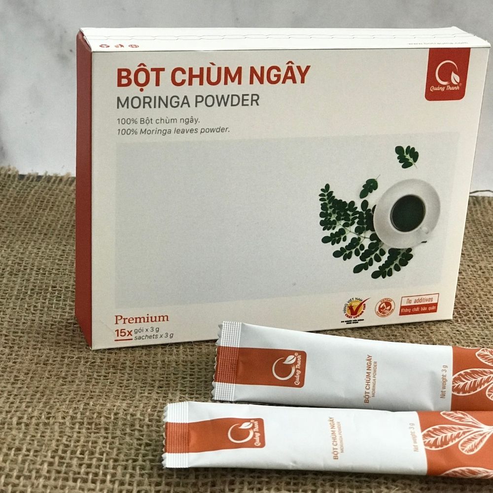 Hộp Bột Chùm Ngây Quảng Thanh gói nhỏ 15x3g - Bổ sung vitamin và nguồn dinh dưỡng - Phòng ngừa nhiều bệnh nguy hiểm