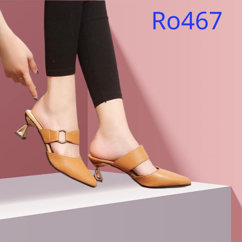 Giày cao gót nữ đẹp đế vuông 5 phân hàng hiệu rosata hai màu đen nâu ro467