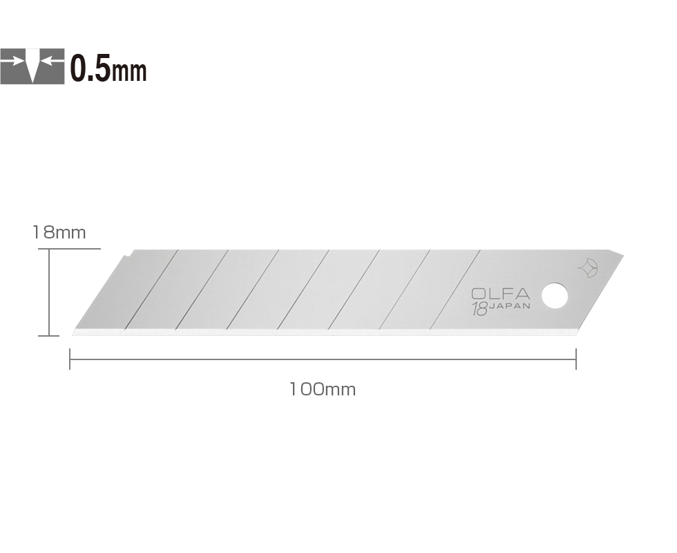 Hộp 10 Lưỡi dao cắt 18mm Nhật Olfa LB-10B hộp 10 lưỡi- Màu bạc