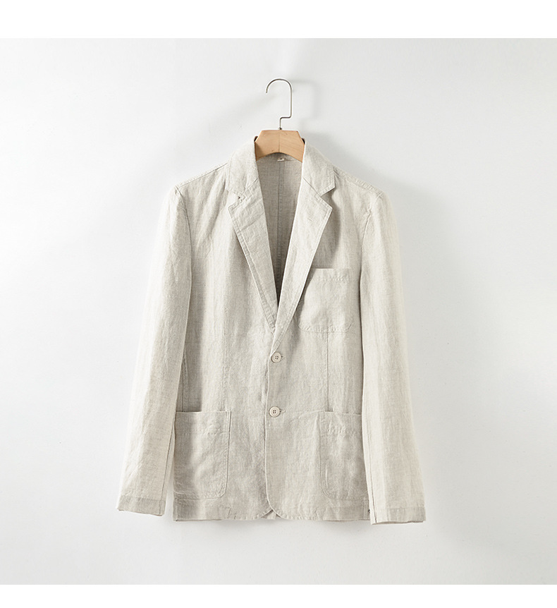 Áo khoác blazer nam hàng nút, chất linen đứng form, áo vest nam trưởng thành