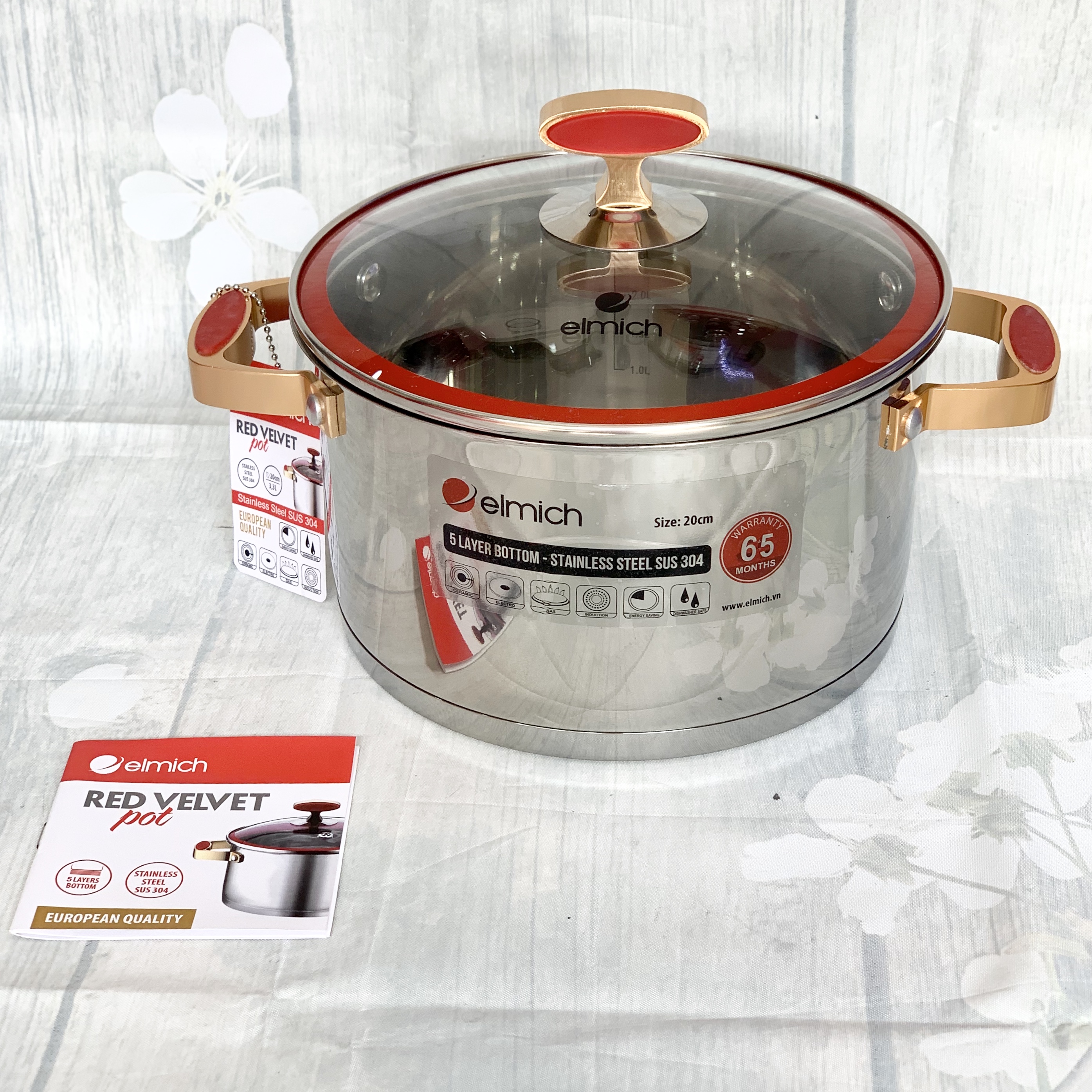 XOONG INOX 304 CAO CẤP RED VELVET - 5 LỚP ĐÁY TỪ 24CM
