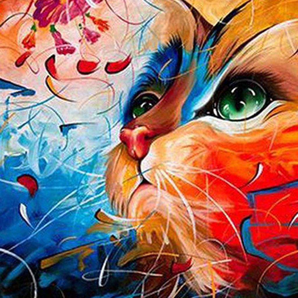 2 Set Oil Painting Paint by Number Kits for Kids Adults - Cats and Landscape