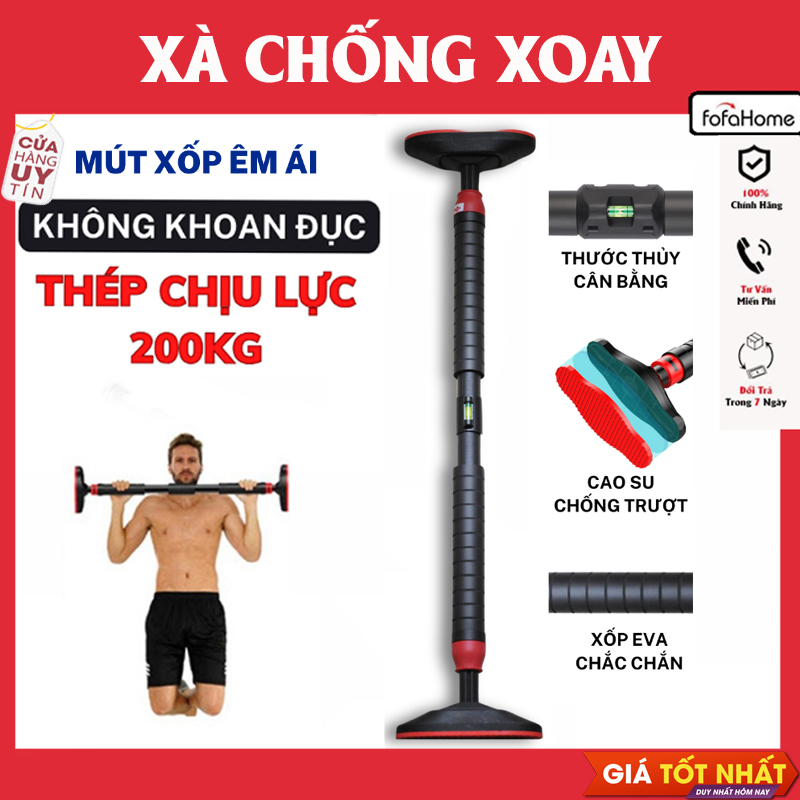 Xà Đơn Cải Tiến Cao Cấp Có Chốt Chống Xoay Rất Chắc Chắn, Có Thước Thăng Bằng, Cây Xà Đơn Gắn Cửa Mẫu Mới Tiện Lợi