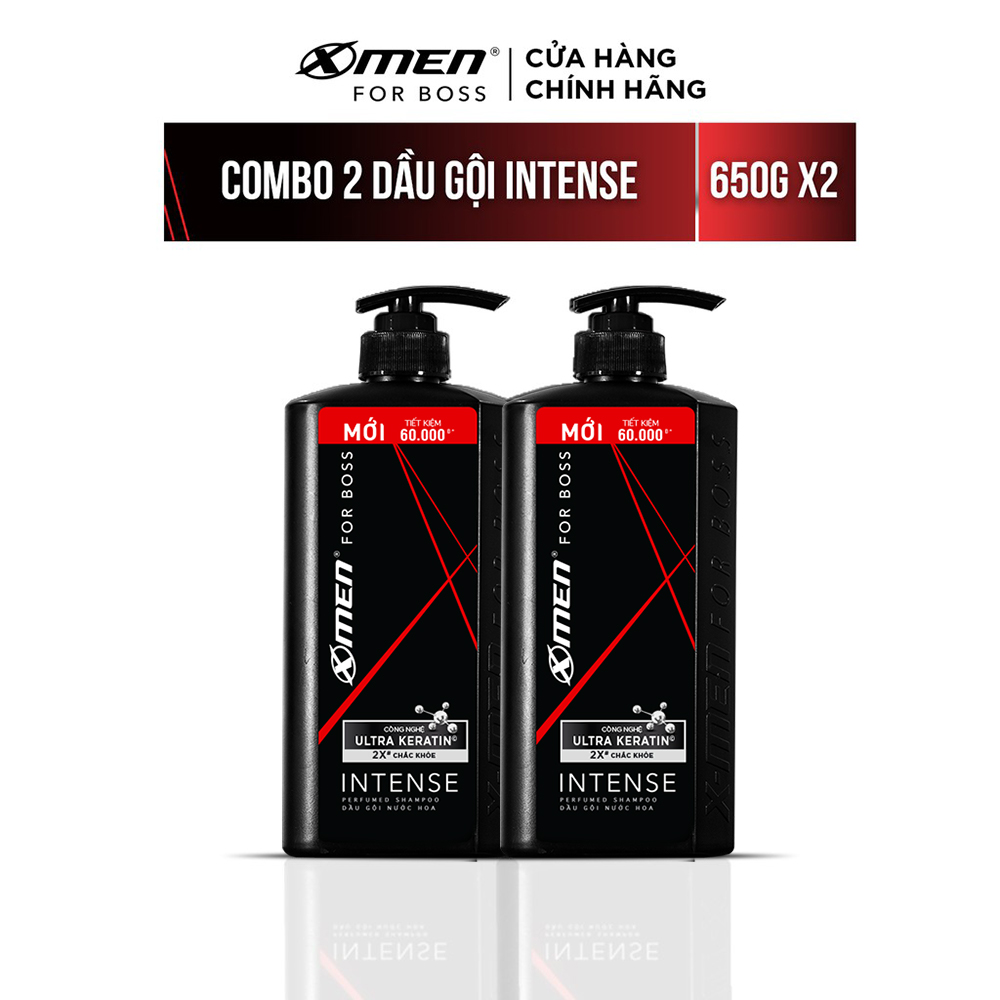 Combo 2 Dầu Gội Xmen for boss Hương Trầm Nội Lực Intense 650g/chai