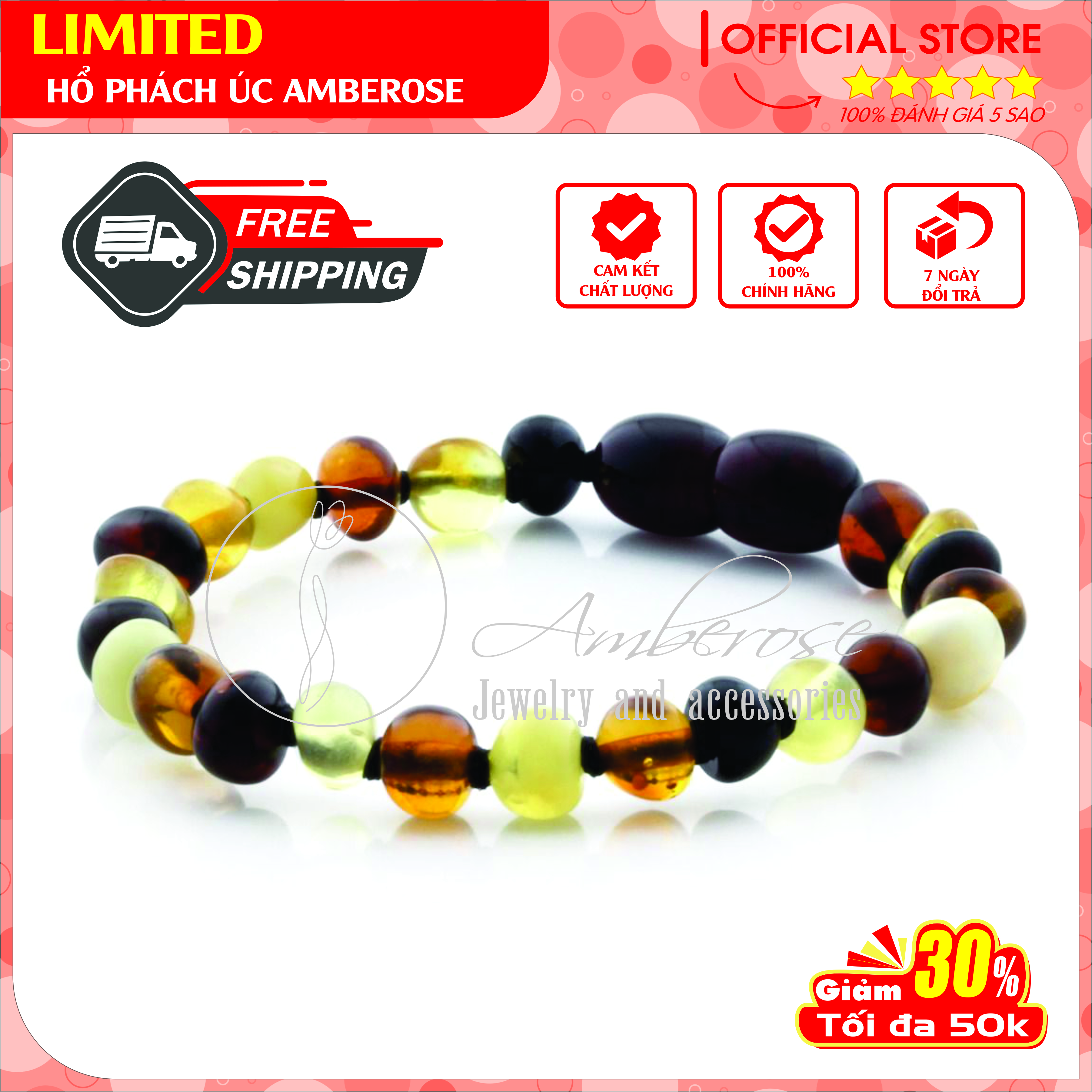 Bộ Vòng Hổ Phách Amber Úc Cho Bé 0 - 10 tuổi SABMDMDD2