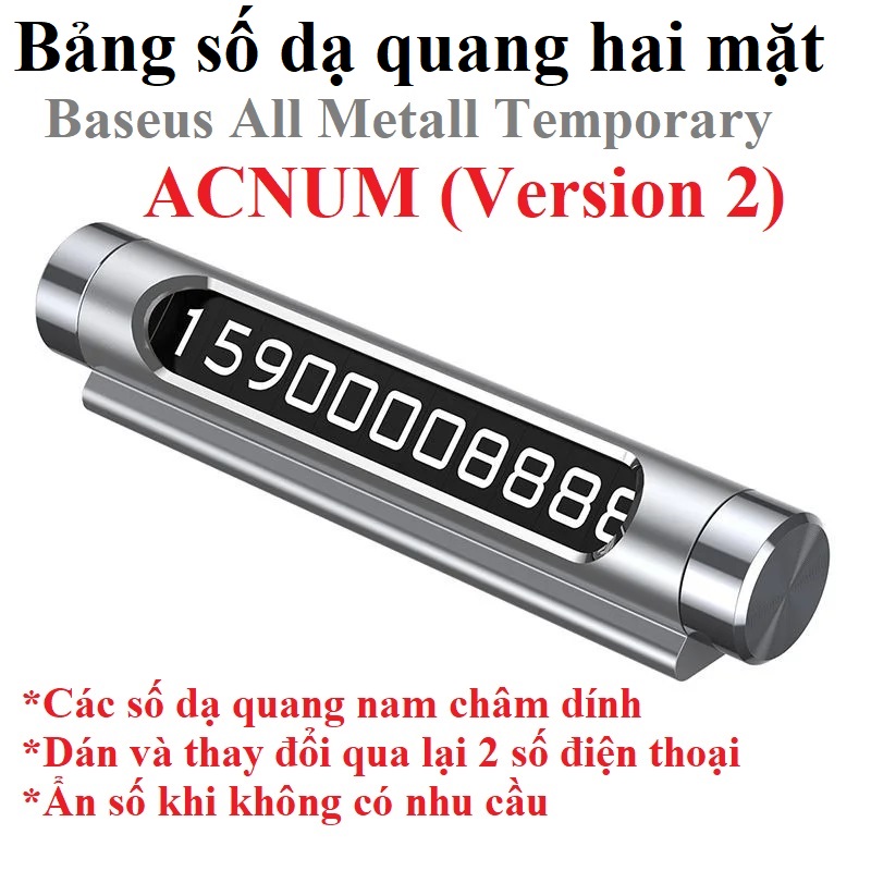 Bảng số 2 mặt dán táp lô trên xe hơi Baseus Baseus Baseus All Metal Temporary ACNUM-C01  - Hàng chính hãng