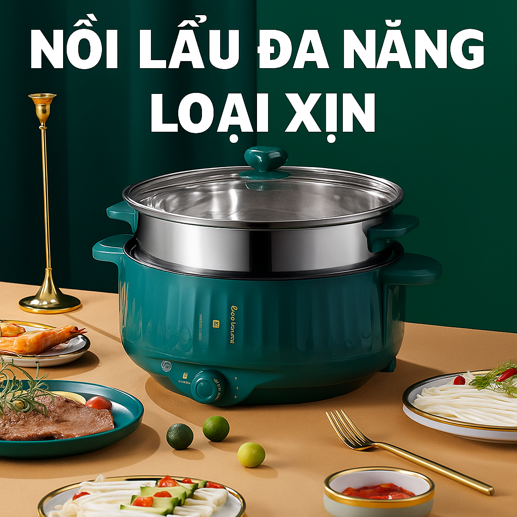 Nồi Lẩju Điện 2 Tầng Đa Năng Thông Minh Loại Xịn Có Vỉ Hấp – Xào Nấu Siêu Tiện, ĐÈN TRANG TRÍ