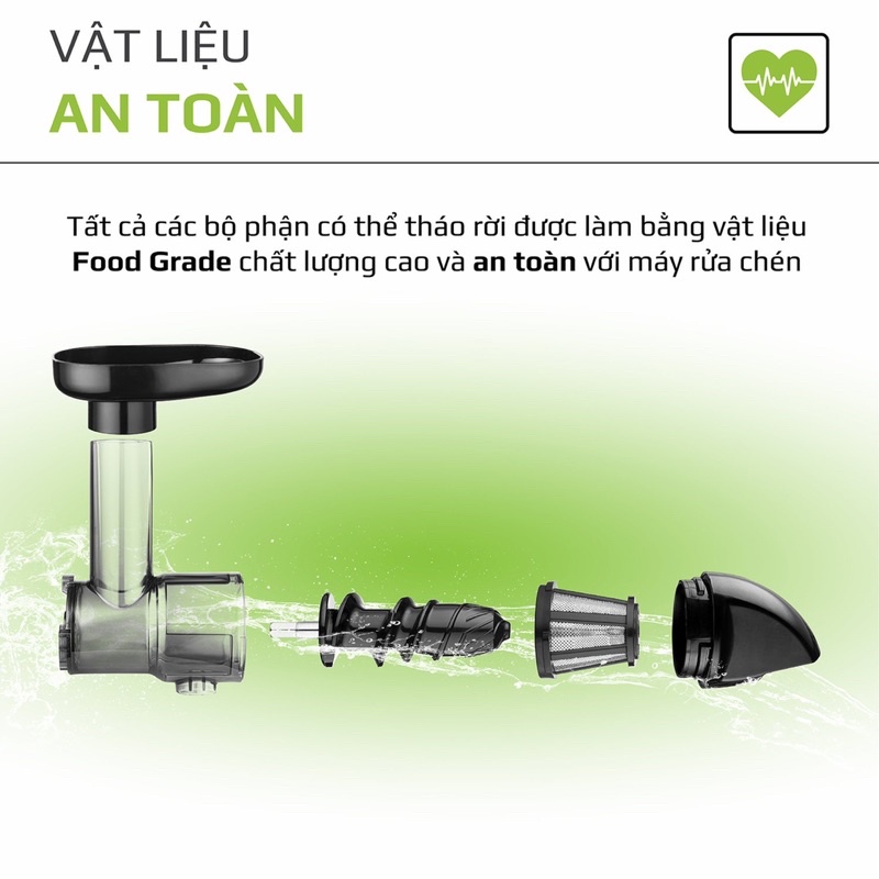 Máy Ép Trục Ngang OLIVO SJ22 Màu Xám Ép Rau Không Lo Kẹt Bã
